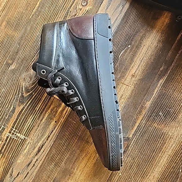 NWOT zip/laced leather sneaker boots sz 9.5 men's black and brown - Picture 8 of 8